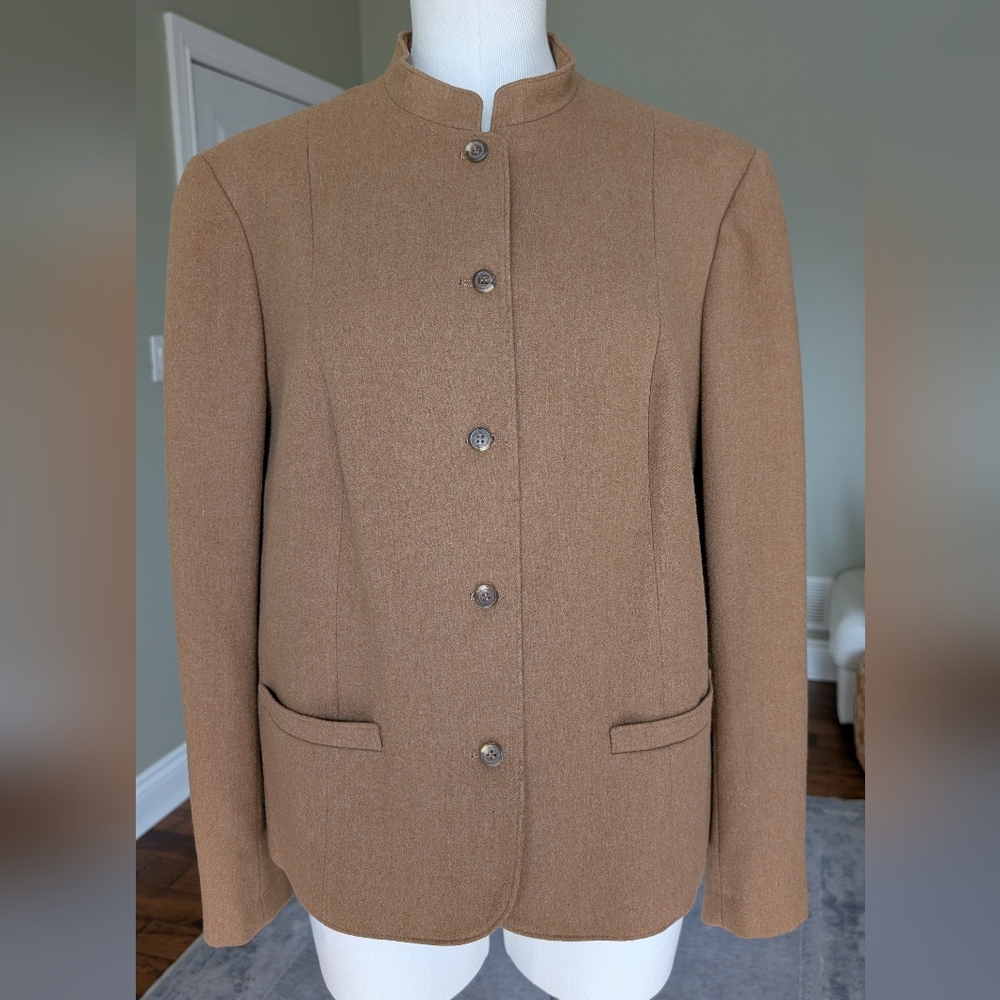 Vintage Pendleton Women's Blazer Camel Brown Wool Jacket Made In USA Size L